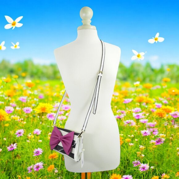 Retro Pin-Up Striped Clutch Purse – 60s Mod Vintage Convertible Crossbody Bag - Picture 4 of 16